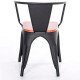 Set x2 Butaca Tolix de metal asiento de madera con apoya brazos NEGRO