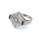 Anillo 18k estilo antiguo zafiros sintéticos,brillantes y diamantes Anillo 18k estilo antiguo zafiros sintéticos,brillantes y diamantes
