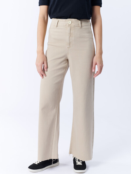 Pantalón De Jean Ancho Beige
