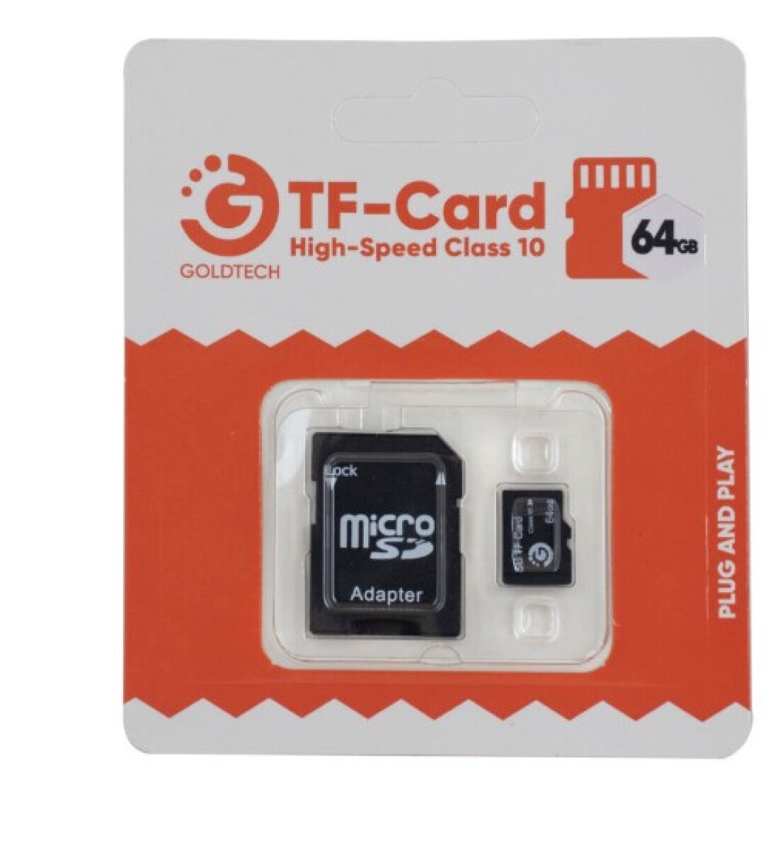 Memoria micro SD GOLDTECH 64GB clase 10 c/adaptador 