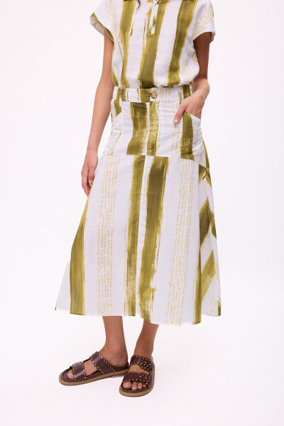 FALDA POMELA PRINT Rayas Pistac