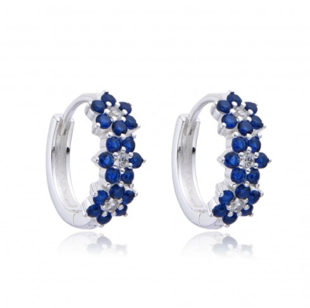 Par de aros de plata 925 con circonias, FLORICIENTA. 