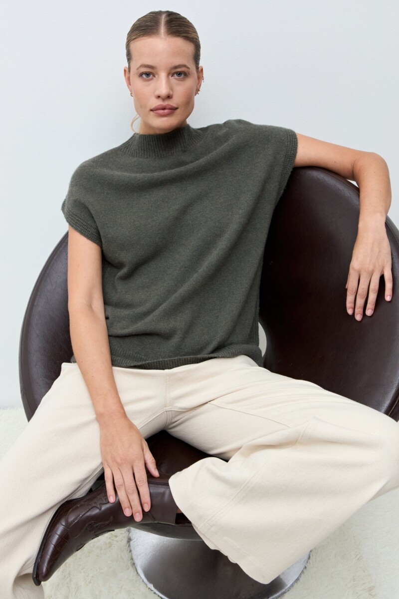 Chaleco Oslo de cashmere - verde oliva melange 