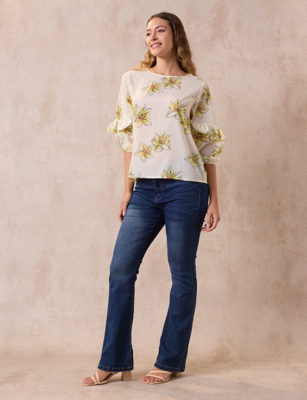 Blusa Manga Volados AMARILLO/MULTI