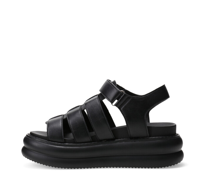 Sandalia de Mujer Miss Carol PEARL con plataforma y materiales combinados Negro