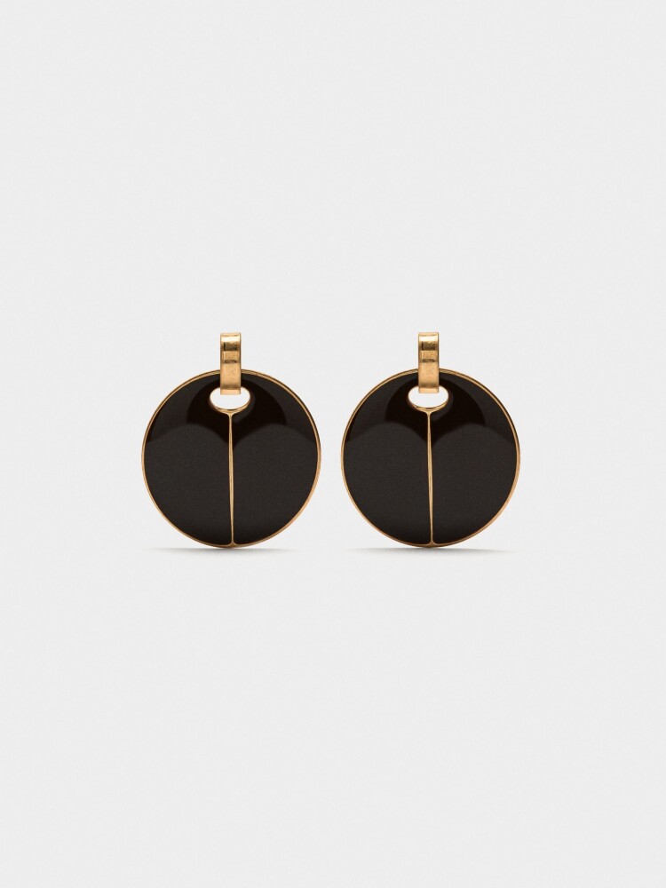 Pendientes Redondos Con Esmalte burdeos