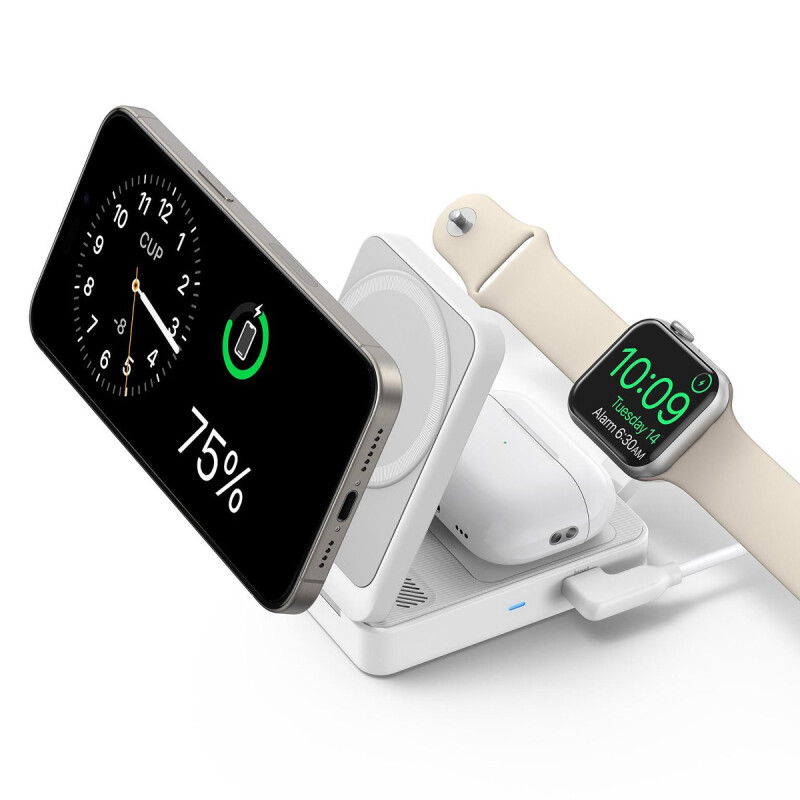 Cargador Inalámbrico Anker MagGo 3 en 1 Plegable White Cargador Inalámbrico Anker MagGo 3 en 1 Plegable White