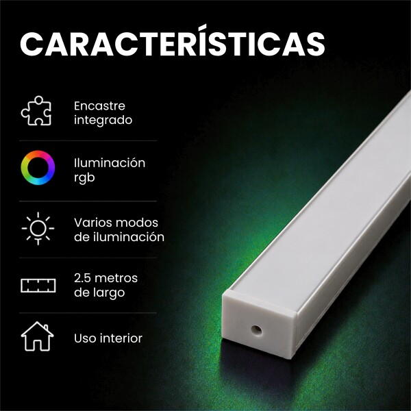 Luz LED Panel WPC RGB Varios Modos 250 cm RGB