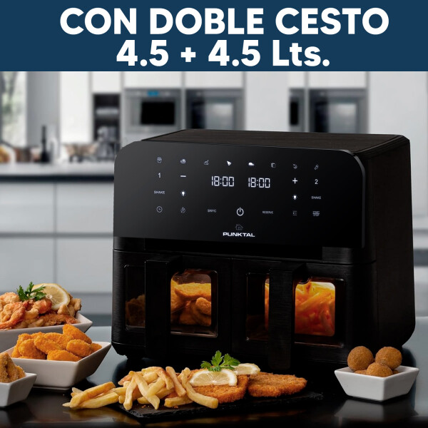 Freidora Sin Aceite Digital Doble Cesto 9 L Punktal Pk-909 Fd FREIDORA SIN ACEITE PUNKTAL PK-909FD