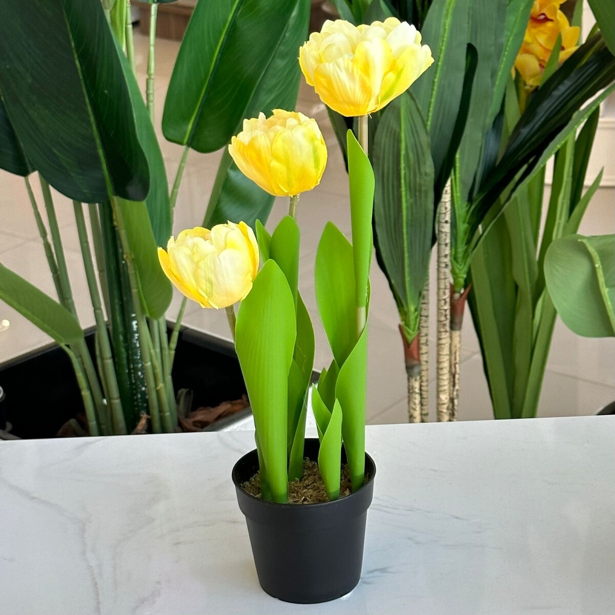 Planta Flores Artificial Maceta Plástico Alto 34cm 