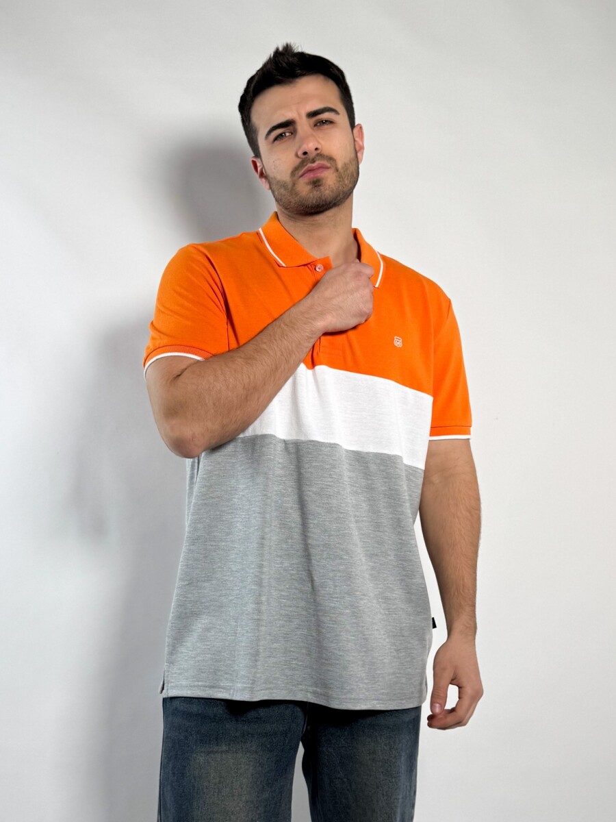 Remera polo pique combinada Costa - Naranja 