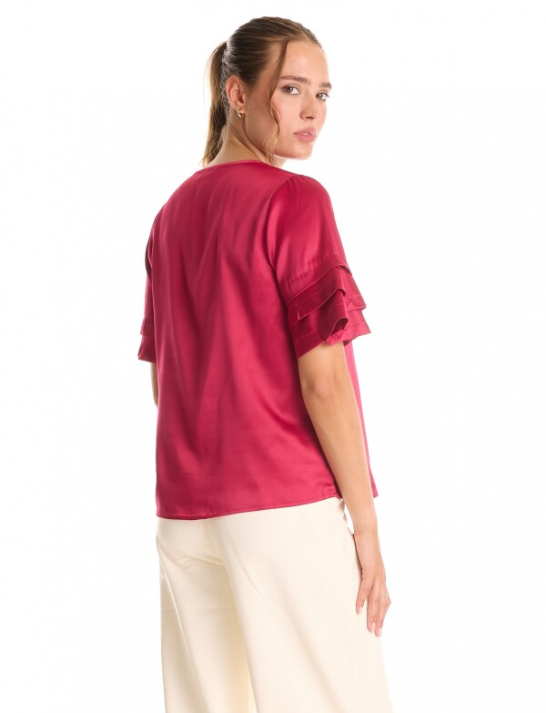 Blusa Saten Volados BORDEAUX