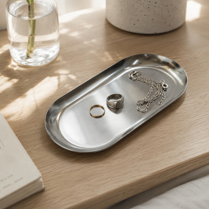 Bandeja Oval 18x8 cm metal PLATA