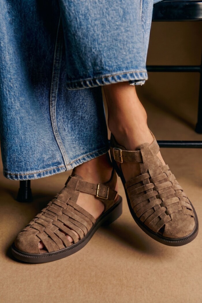 Sandalias Cangrejeras De Gamuza Vison