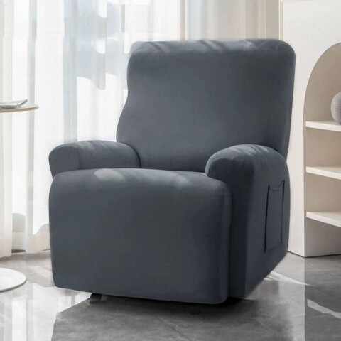 Funda sillón reclinable 1 cuerpo lisa gris