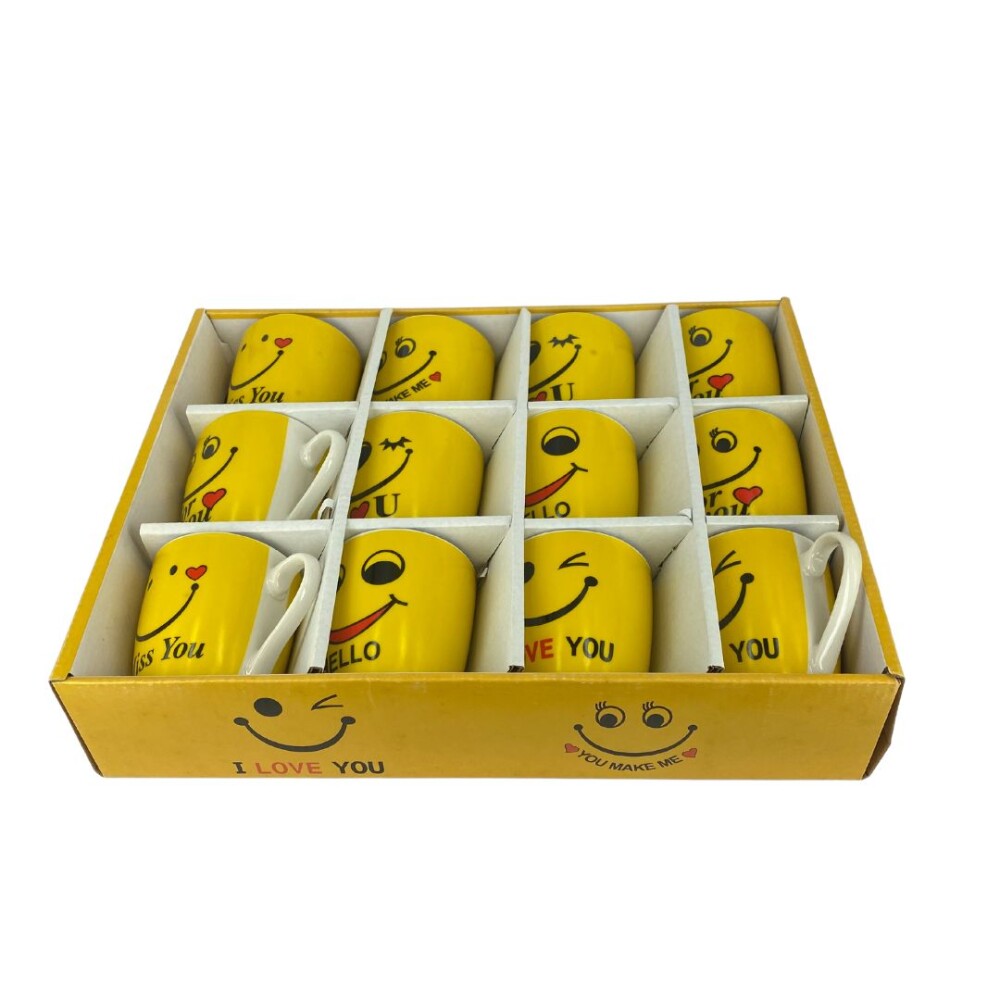 12 Jarros amarillo caritas 7.5x9 12 Jarros amarillo caritas 7.5x9
