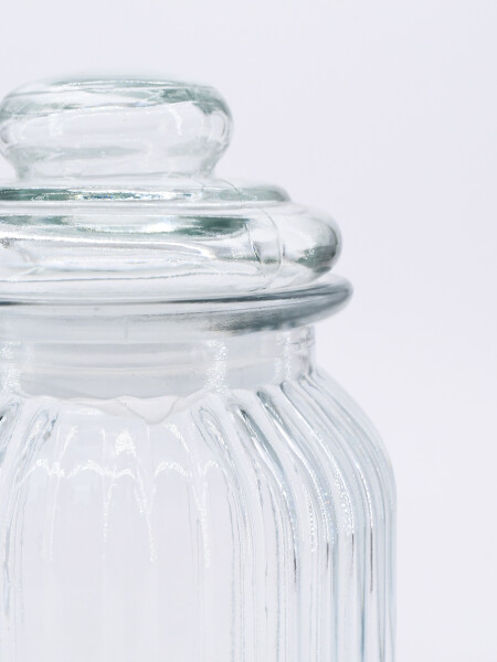 FRASCO DE VIDRIO CON TAPA TRANSPARENTE