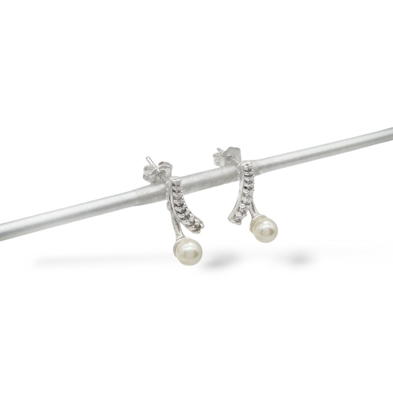 Caravanas Vintage Perlas-Plata 925-Con Perla y Zirconia-CA3213 conperla