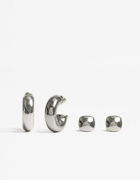 Aros Sets Metal Set De Aros Metal Bold - Plateado Rodio