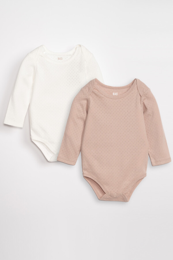 Pack x2 body manga larga estampa Rosa Viejo Y Blanco