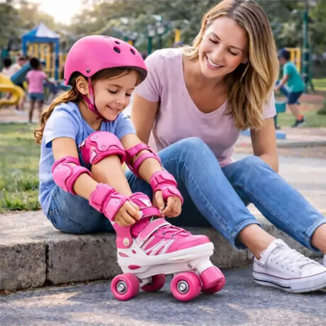 Patines Roller 4 Ruedas Pvc Infantil Ajustable Rosa