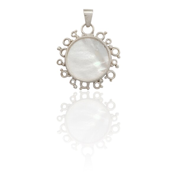 Dije Colgante Circulo-Plata 925-Nacar-CP4210 conpiedra