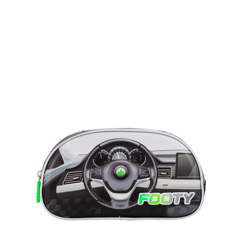 Cartuchera FOOTY Auto Con Cierre Negro - Gris