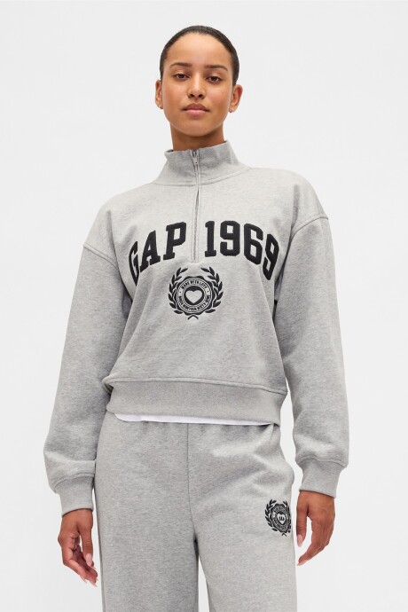 Buzo Deportivo Logo Gap Medio Cierre Mujer Heather Grey