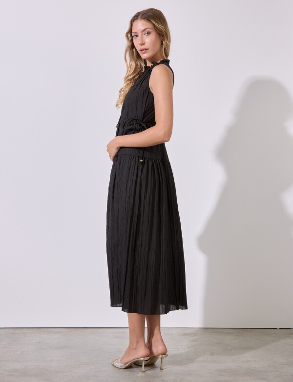 Vestido Maxi Plisado NEGRO