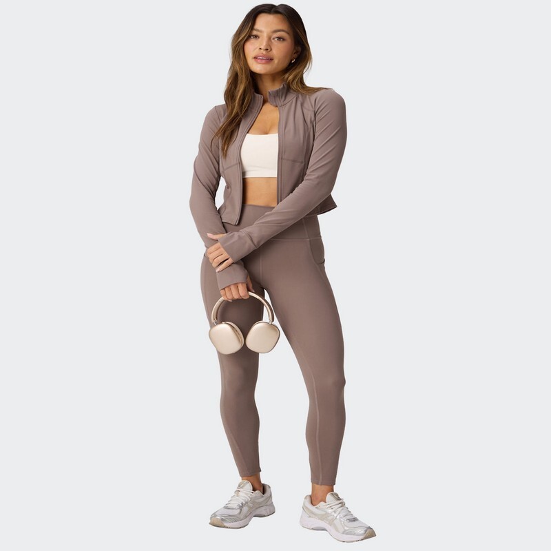 Campera Fabletics Perfect Storm Cropped Marrón