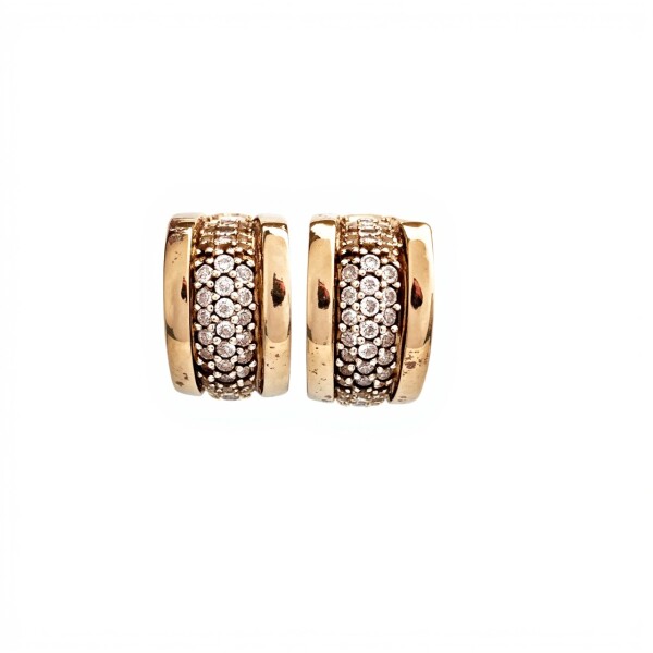 Caravanas Medio aro Vintage-Plata y oro-Zirconia blanca-CA5117 sinpiedra
