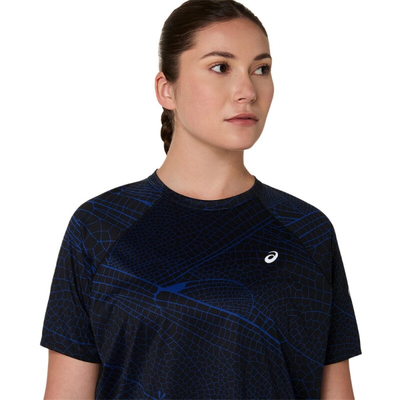 Polo Running Road Lite-Show Ss Top Mujer Performance Black/dark Cobalt