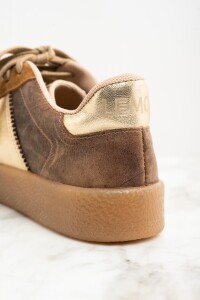 Zapatilla Cuero Combinada Marrón
