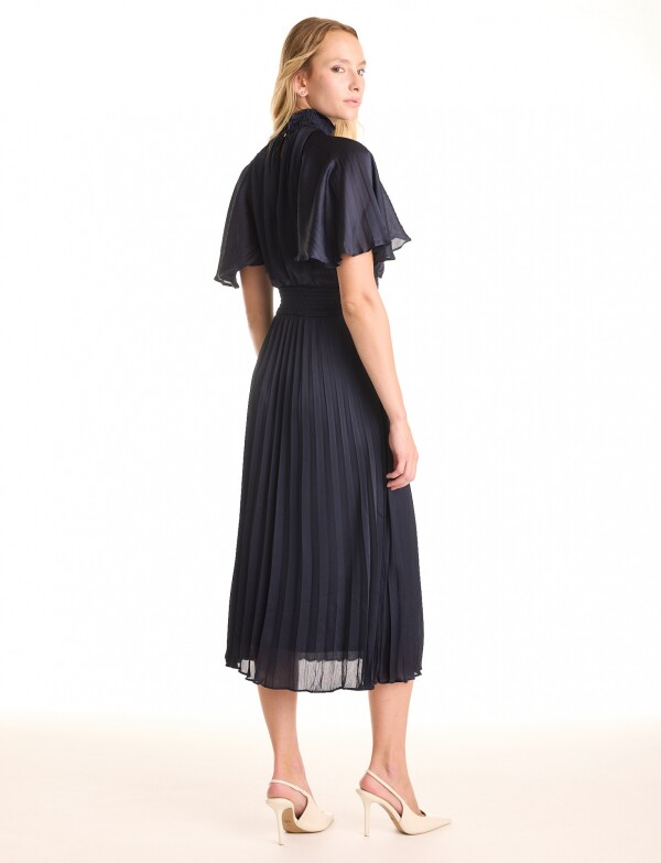 Vestido Noche Midi Plisado MARINO