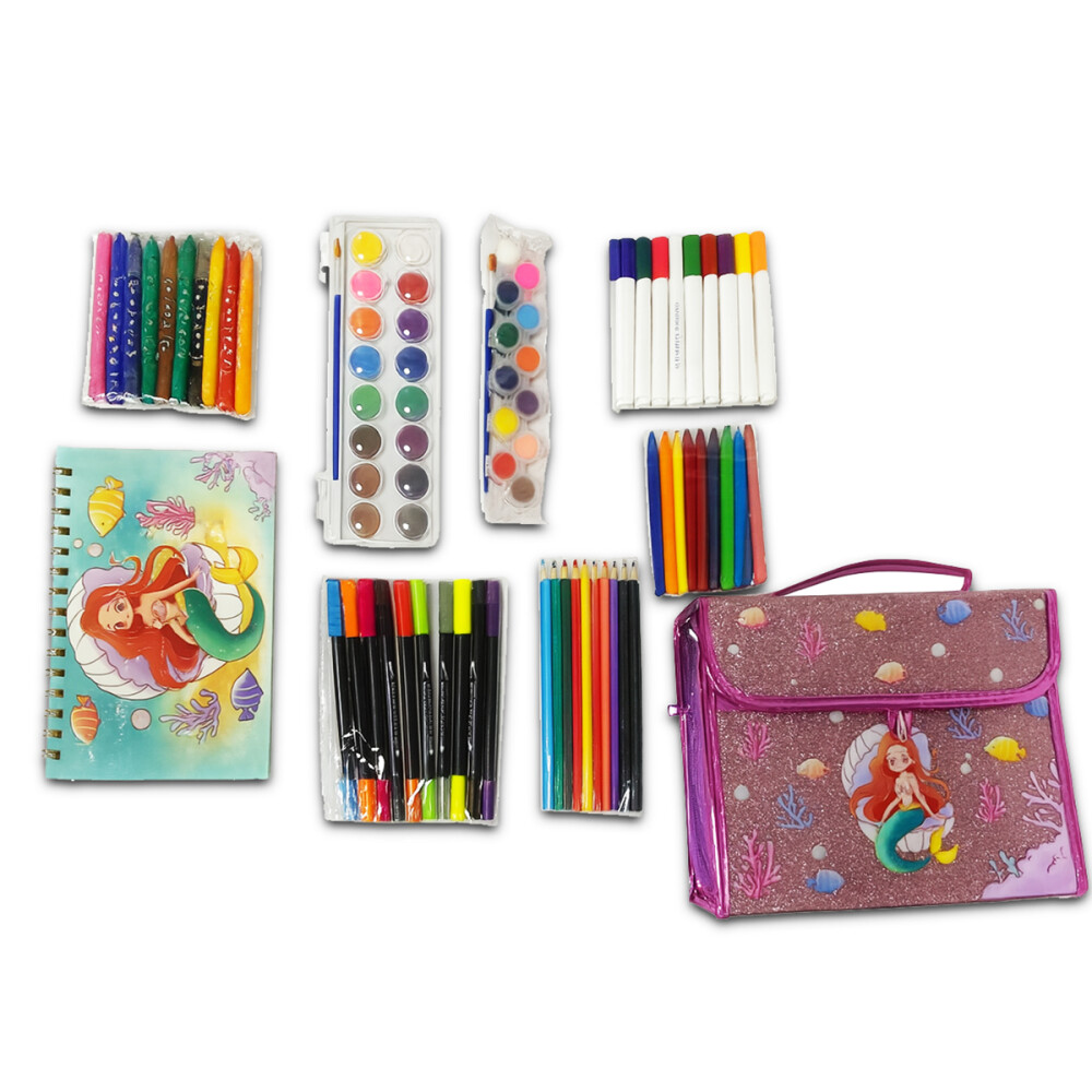 Cartuchera Escolar Triple Brillosa Con Accesorios Colores Rosa