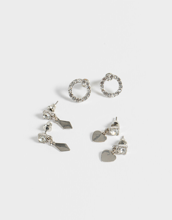 Aros Sets Con strass Set De Aros Con Strass - Plateado