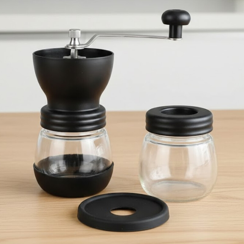 Molinillo de café manual + Frasco obsequio NEGRO