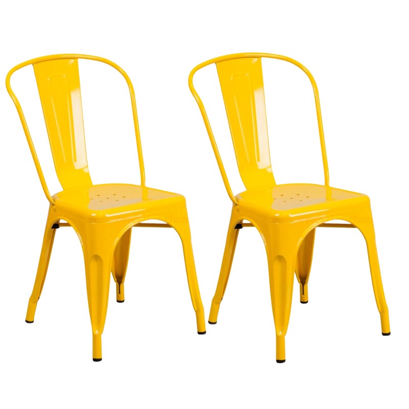 Pack x2 Sillas Tolix Lumax Metal Colores Living Comedor Amarillo