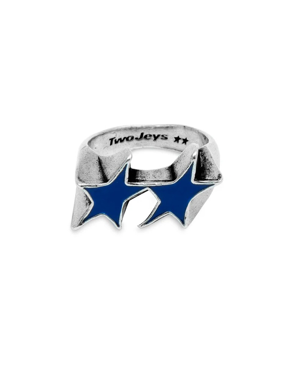 TwoJeys Anillo Icon Blue Enameled Single Plata 