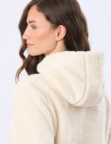 CAMPERA CON CAPUCHA SHERPA SUAVE Natural
