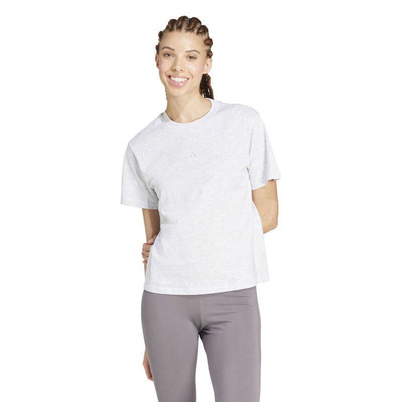 Remera de Mujer Adidas Essentials Logo Pequeño Gris Claro