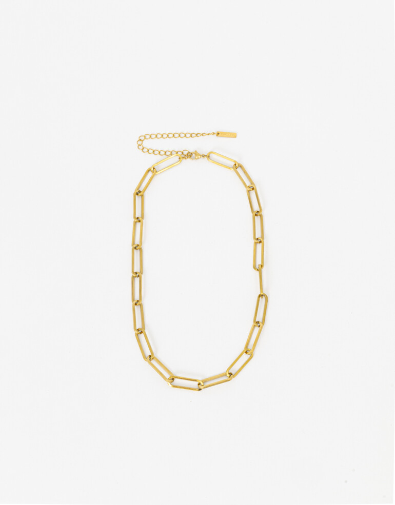 Collares Cortos Metal Collar Corto Eslabones De Acero - Dorado