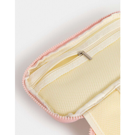 Cartuchera De Canvas Estampada Con Bolsillo Y Divisiones Blanco Crema