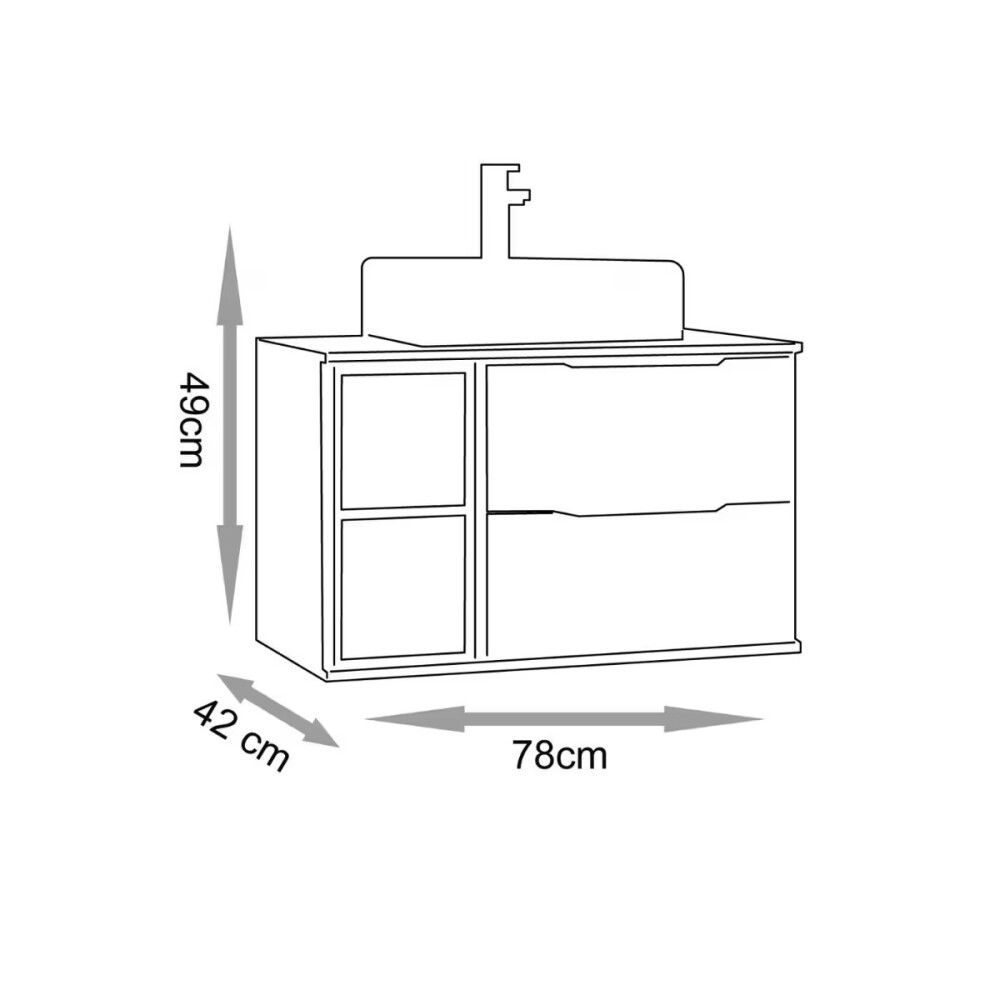Mueble de baño suspendido Livia catedral 78cm sin Bacha Mueble De Baño Suspendido Livia Catedral 78cm Sin Bacha