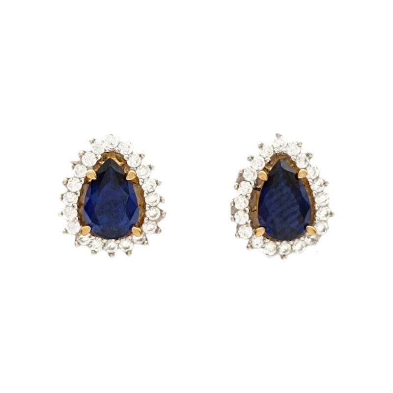 Caravanas Gota Zafiro oro- Oro bajo - Zafiro y zirconia - CA8197 conpiedra