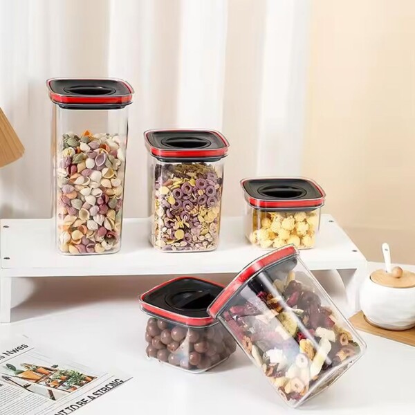 Juego X5 Frascos Hermeticos Tarros Tapa Cierre Giratorio Organizador Cocina Recipiente Alacena Imback Juego X5 Frascos Hermeticos Tarros Tapa Cierre Giratorio Organizador Cocina Recipiente Alacena Imback