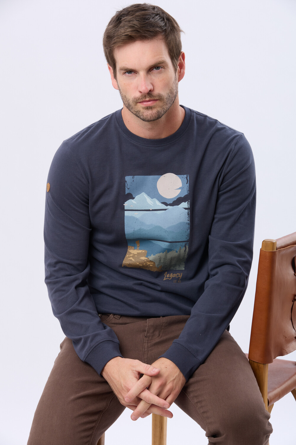 REMERA ESTAMPADA DE ALGODÓN Azul