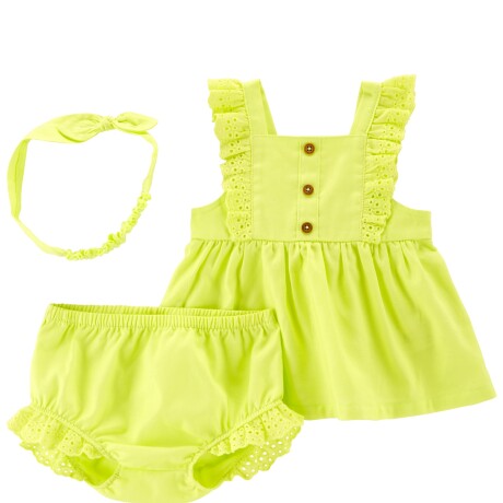 Conjunto Carters Short Musculosa Vincha Algodón 3 Piezas AMARILLO