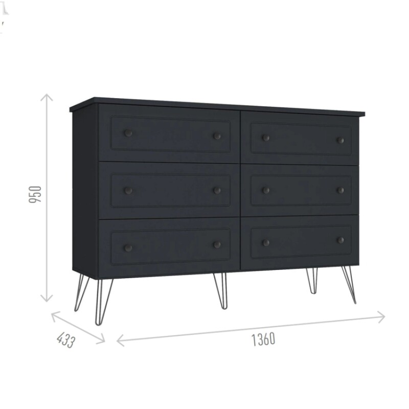 Comoda 6 Cajones Americano Plus Grafito Comoda 6 Cajones Americano Plus Grafito