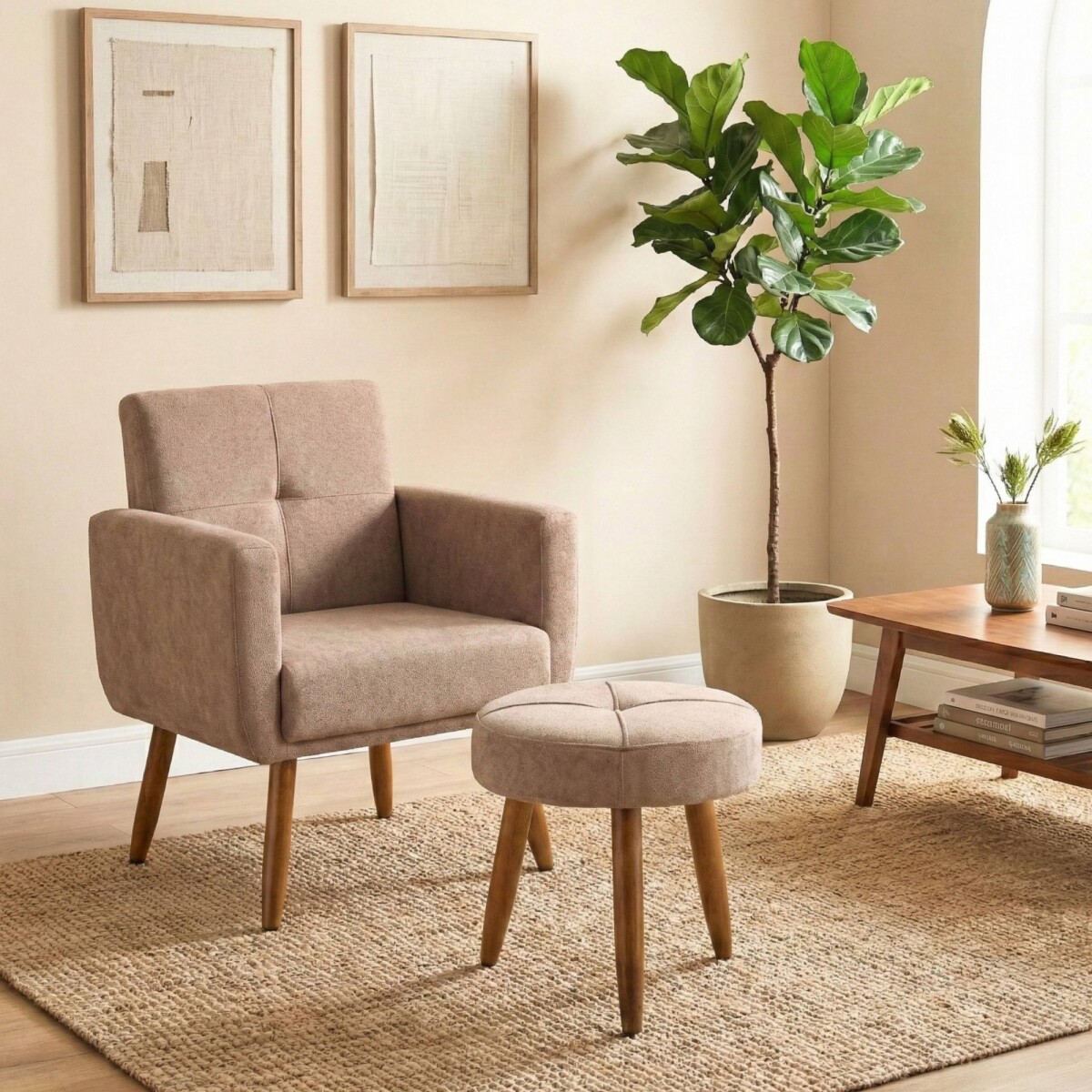 BUTACA Moderna + Puff Havana - Marrón 